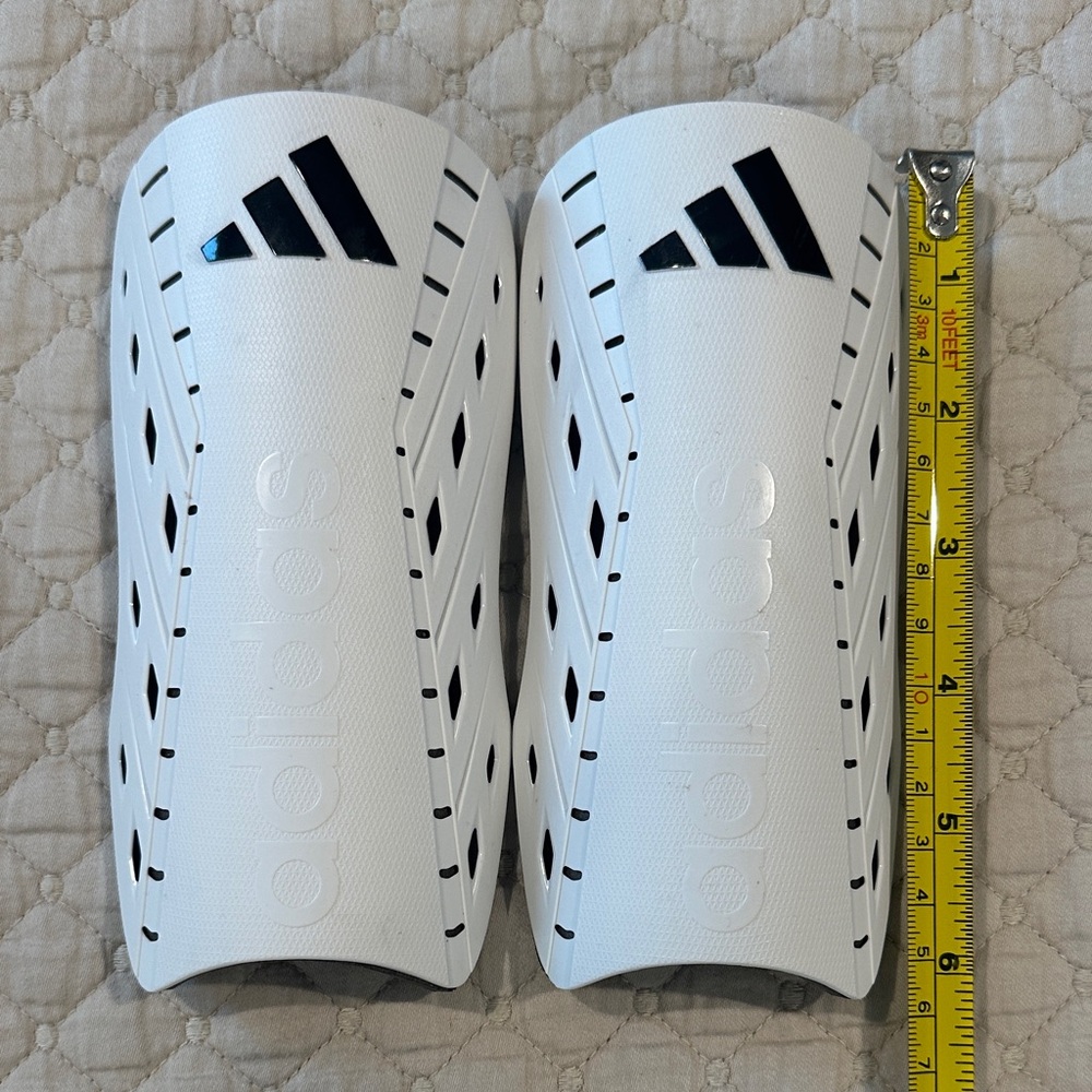 Youth adidas White Shin Guard inserts with Black Logo
